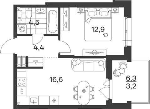 Продается 2-комн. квартира, 38.4 м²
