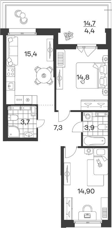 Продается 3-комн. квартира, 60 м²