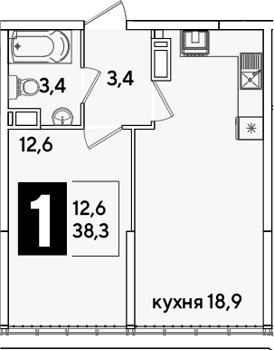 Продается 2-комн. квартира, 38.3 м²