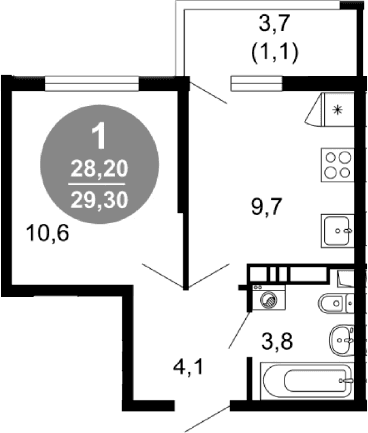 Продается 1-комн. квартира, 28.2 м²