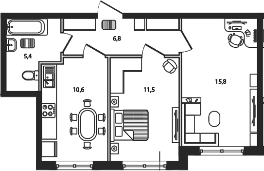 Продается 2-комн. квартира, 50.1 м²