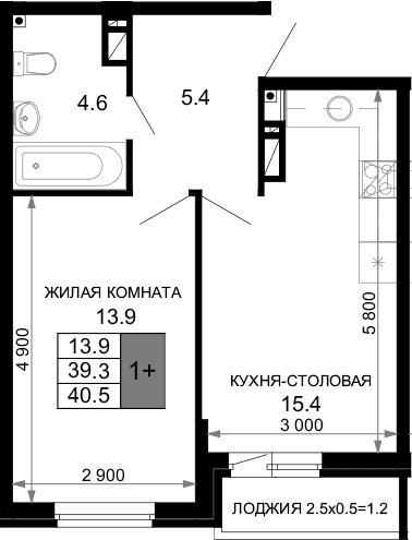 Продается 2-комн. квартира, 39.3 м²