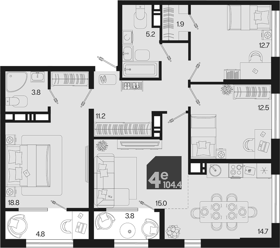 Продается 4-комн. квартира, 95.8 м²
