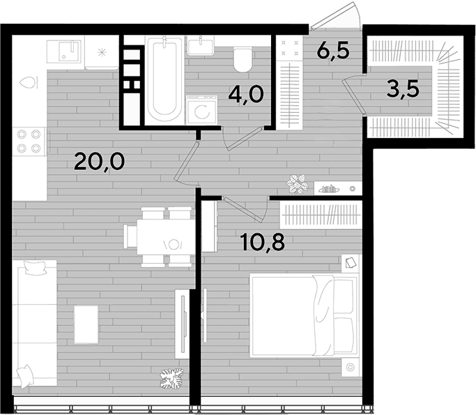 Продается 1-комн. квартира, 44.8 м²