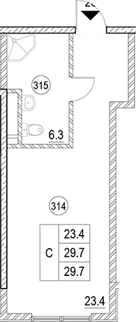 Продается 1-комн. квартира, 29.7 м²