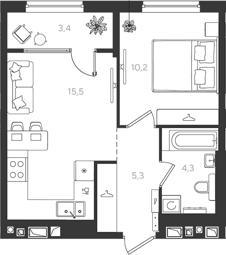 Продается 1-комн. квартира, 35.3 м²