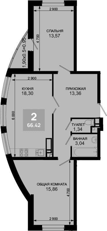 Продается 3-комн. квартира, 65.47 м²