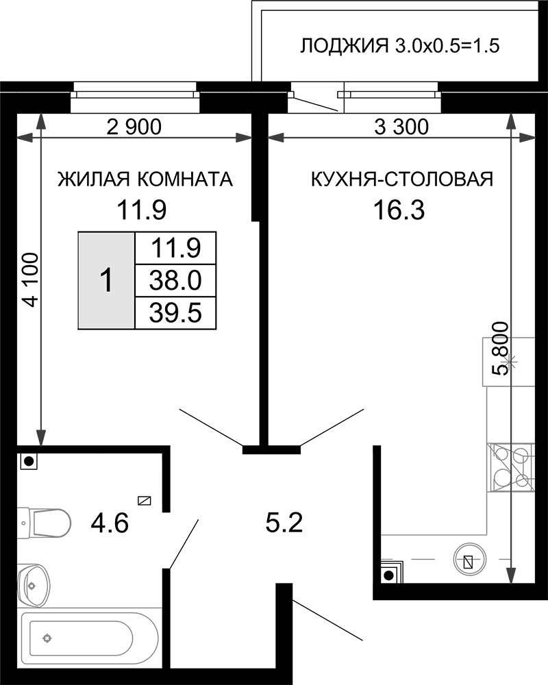 Продается 1-комн. квартира, 38 м²
