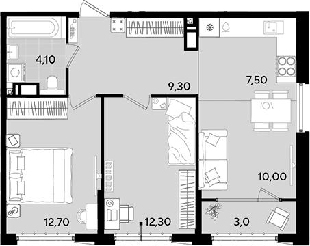 Продается 3-комн. квартира, 55.9 м²