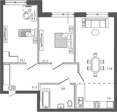 Продается 3-комн. квартира, 63.1 м²