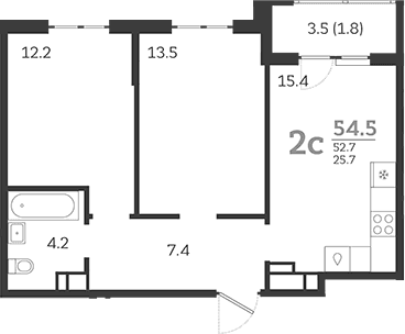 Продается 3-комн. квартира, 52.7 м²