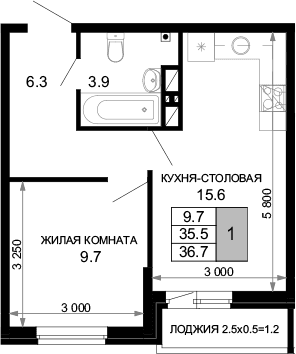 Продается 1-комн. квартира, 35.5 м²