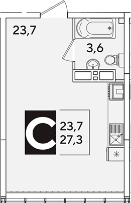 Продается 1-комн. квартира, 27.3 м²