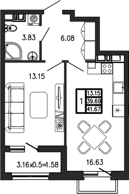 Продается 2-комн. квартира, 40.09 м²