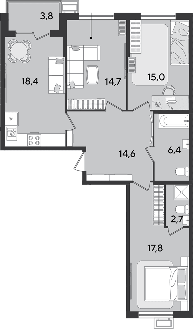 Продается 4-комн. квартира, 89.6 м²