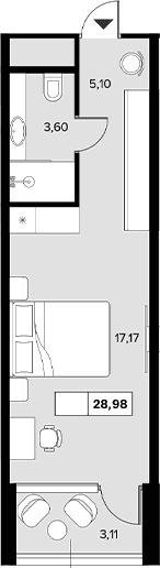 Продается 1-комн. квартира, 25.87 м²