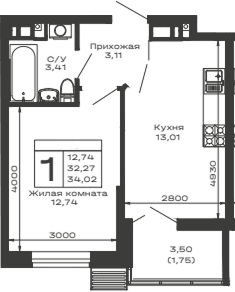 Продается 1-комн. квартира, 32.27 м²