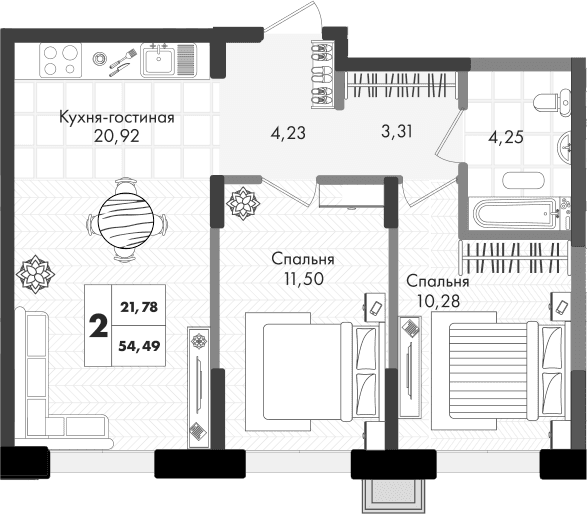 Продается 3-комн. квартира, 54.49 м²