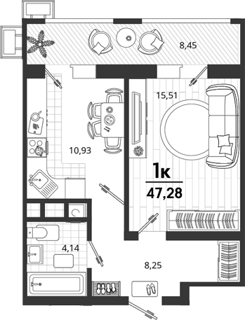 Продается 1-комн. квартира, 38.83 м²