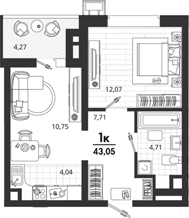 Продается 1-комн. квартира, 38.78 м²