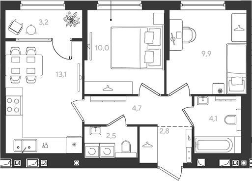 Продается 2-комн. квартира, 47.1 м²