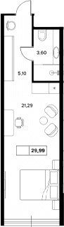 Продается 1-комн. квартира, 29.99 м²