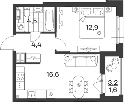 Продается 2-комн. квартира, 38.4 м²