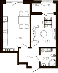 Продается 1-комн. квартира, 38.92 м²