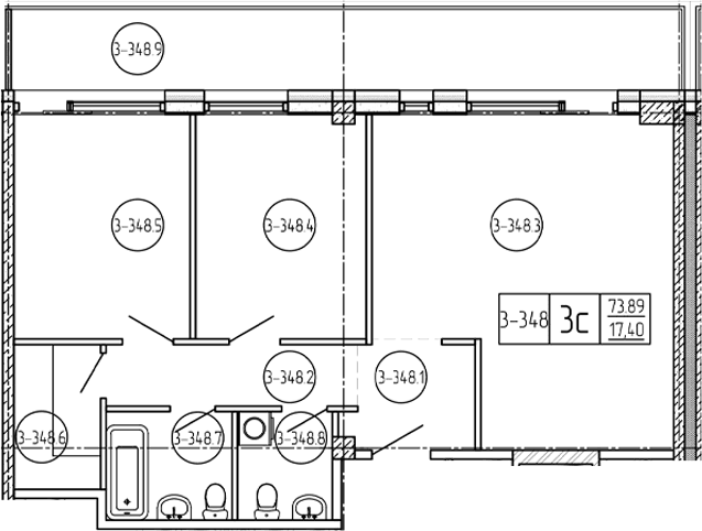 Продается 1-комн. квартира, 76.1 м²