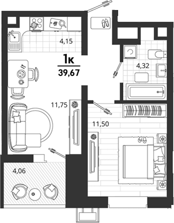 Продается 1-комн. квартира, 35.61 м²
