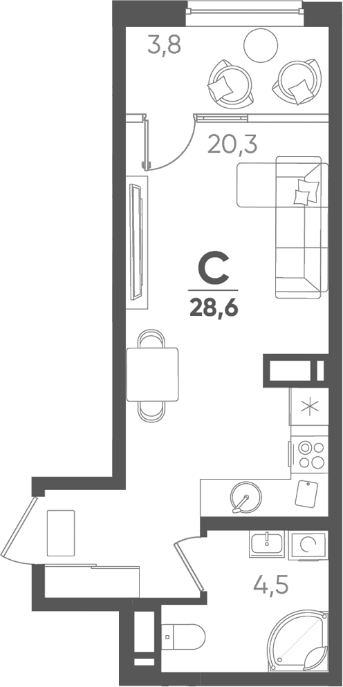 Продается 1-комн. квартира, 24.8 м²