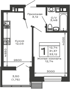 Продается 1-комн. квартира, 31.37 м²