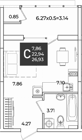 Продается 1-комн. квартира, 22.94 м²