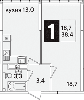 Продается 1-комн. квартира, 38.4 м²