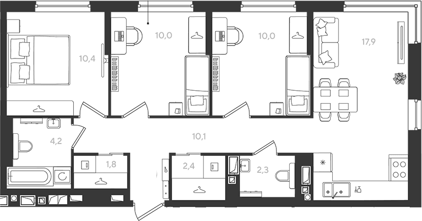 Продается 3-комн. квартира, 69.1 м²