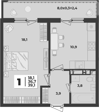 Продается 1-комн. квартира, 36.7 м²