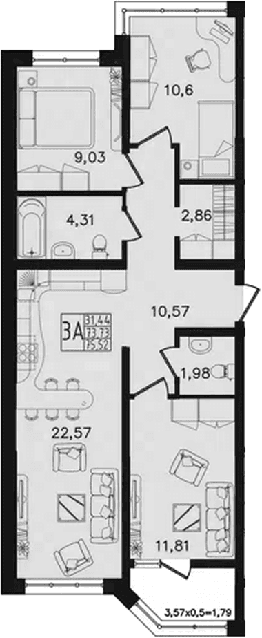 Продается 4-комн. квартира, 73.73 м²