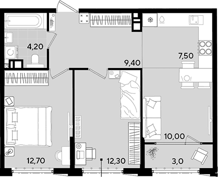 Продается 3-комн. квартира, 56.1 м²