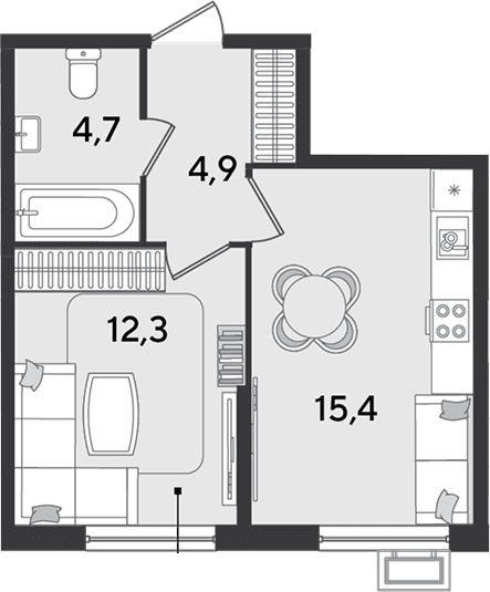 Продается 2-комн. квартира, 37.3 м²