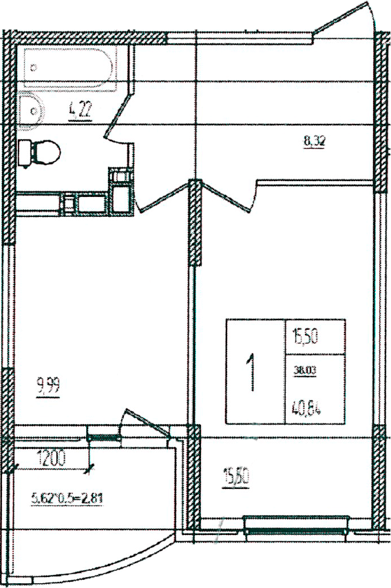 Продается 1-комн. квартира, 38.03 м²