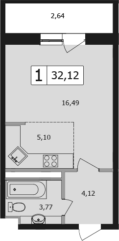 Продается 1-комн. квартира, 29.48 м²