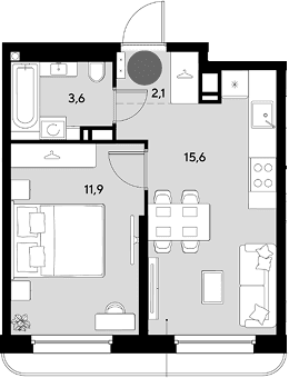 Продается 2-комн. квартира, 33.2 м²