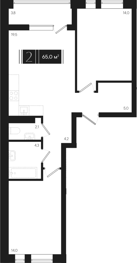 Продается 2-комн. квартира, 63.1 м²