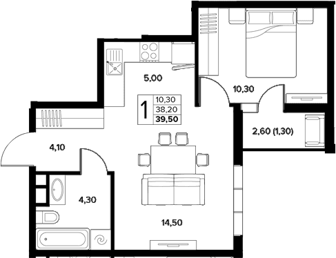 Продается 1-комн. квартира, 38.2 м²