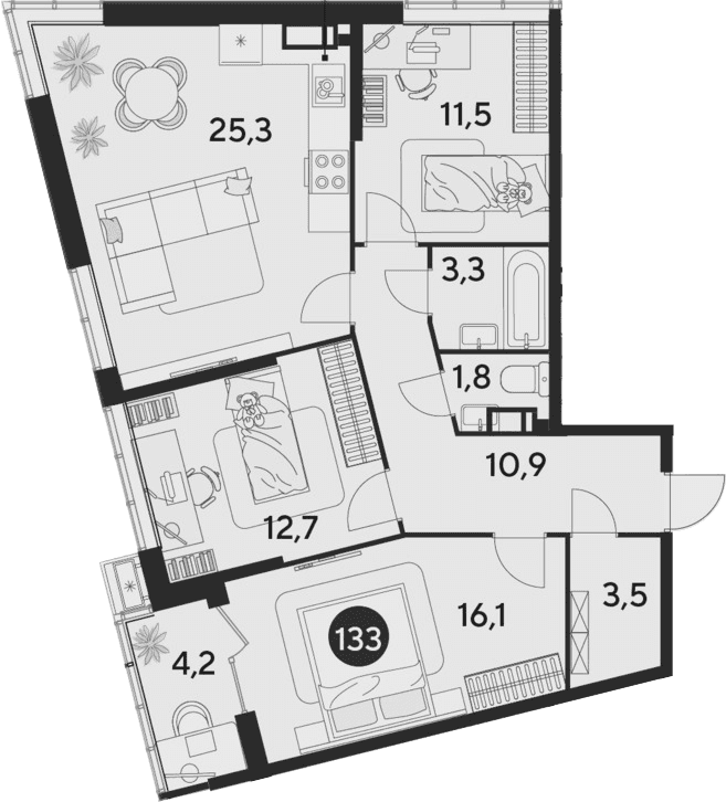 Продается 4-комн. квартира, 85.1 м²