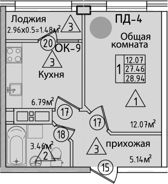 Продается 1-комн. квартира, 30.22 м²