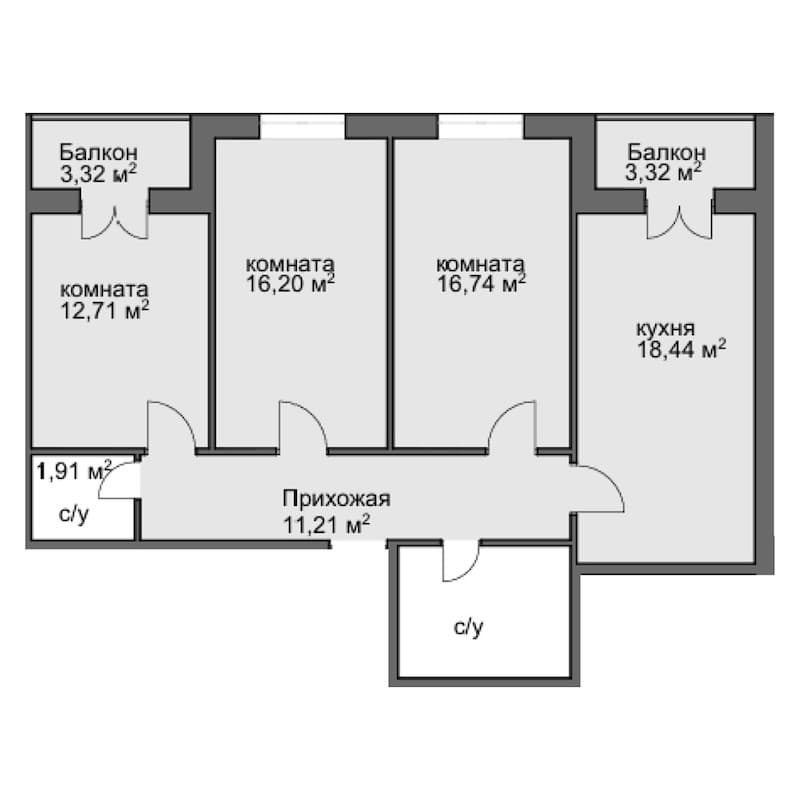 Продается 3-комн. квартира, 78.53 м²