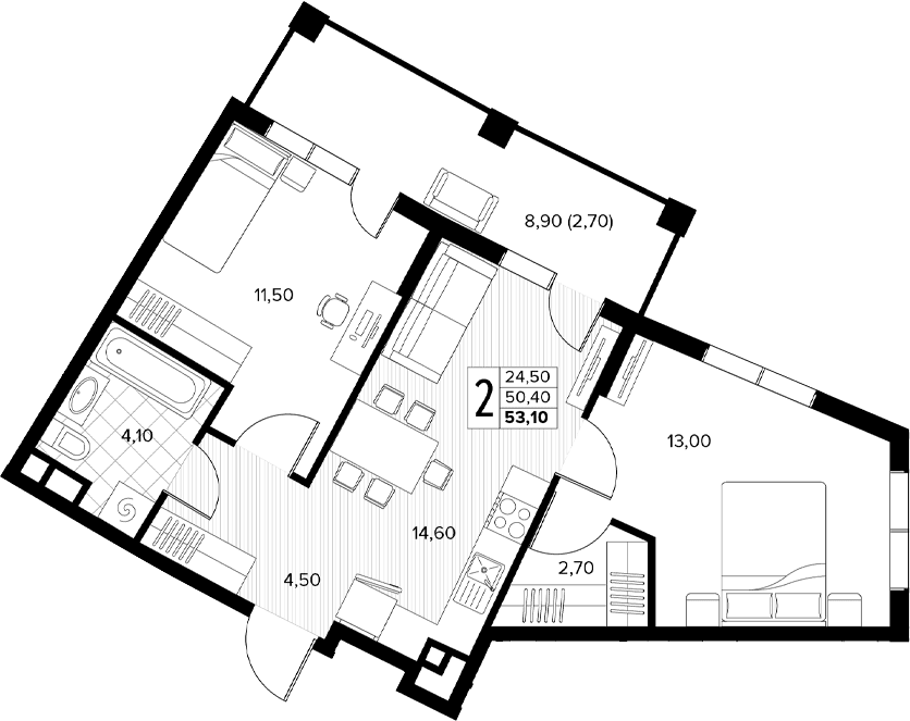 Продается 2-комн. квартира, 50.4 м²