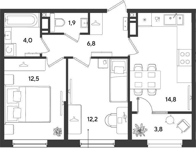 Продается 2-комн. квартира, 52.2 м²