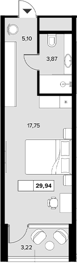 Продается 1-комн. квартира, 26.72 м²